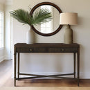 Fluted 2 Drawer Storage Console Table - Brown