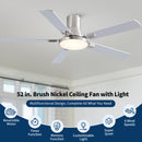 Flush Mount Ceiling Fans With LED Light And Remote Control, 5 Blades by HouseOfZazla
