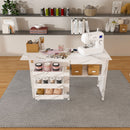 4 In 1 Folding Sewing Table With Lockable Wheels, Multi Functional Craft Station - White by Unique Piece Furniture