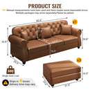 Upholstered Sofa With Nailhead Trim, Rolled Armrests With Ottoman by HouseOfZazla