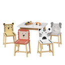 Kids Table and Chair Set, 5-Piece with Animal Designs