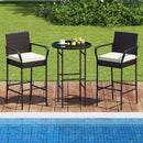 3 Piece Outdoor Bar Set with 2 Seat Cushions for Porch Yard-White by LJGDeals