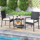3 Piece Patio Furniture Set with Seat Cushions and Tempered Glass Tabletop by LJGDeals