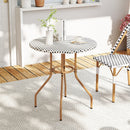27.5 inch Outdoor Bistro Table with Heavy Duty Metal Frame and Adjustable Foot Pads-white by DirectDeals