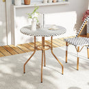 27.5 inch Outdoor Bistro Table with Heavy Duty Metal Frame and Adjustable Foot Pads-white by LJGDeals