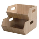 Stackable Bamboo Storage Bin Set (2-Piece) | 12” XL and 8.25” Small | Nesting Pantry & Cabinet Organizers by MobilevisionUS
