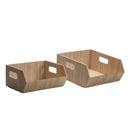 Stackable Bamboo Storage Bin Set (2-Piece) | 12” XL and 8.25” Small | Nesting Pantry & Cabinet Organizers by MobilevisionUS