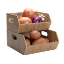 Stackable Bamboo Storage Bin Set (2-Piece) | 12” XL and 8.25” Small | Nesting Pantry & Cabinet Organizers by MobilevisionUS