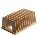 10-Slot Bamboo Desktop Organizer & Tech Hub – Multi-Device Rack for Laptops, Tablets, File Folders, and Mail