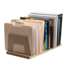 10-Slot Bamboo Desktop Organizer & Tech Hub – Multi-Device Rack for Laptops, Tablets, File Folders, and Mail