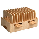 MobileVision 12 Slot Bamboo Charging Station Organizer w/ 2 iWatch Adapter Stands by MobilevisionUS