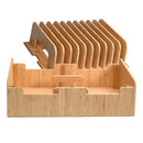 MobileVision 12 Slot Bamboo Charging Station Organizer w/ 2 iWatch Adapter Stands by MobilevisionUS