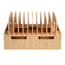 MobileVision 12 Slot Bamboo Charging Station Organizer w/ 2 iWatch Adapter Stands by MobilevisionUS