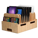 MobileVision 12 Slot Bamboo Charging Station Organizer w/ 2 iWatch Adapter Stands by MobilevisionUS