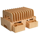 MobileVision Bamboo 12-Port Charging Station & Docking Organizer for Smartphones & Tablets w/ 2 Caddy Add-Ons by MobilevisionUS