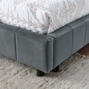 Mid-Century Storage Upholstered Tufted Bed Frame With Backrest And Armrests