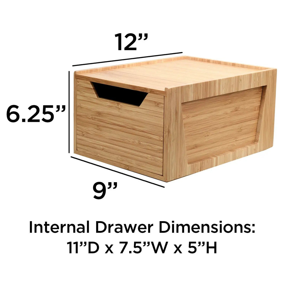 Tall Bamboo Drawer - Stackable Deep Desk Organizer & Kitchen Pantry Storage Caddy, photo 2 of 9