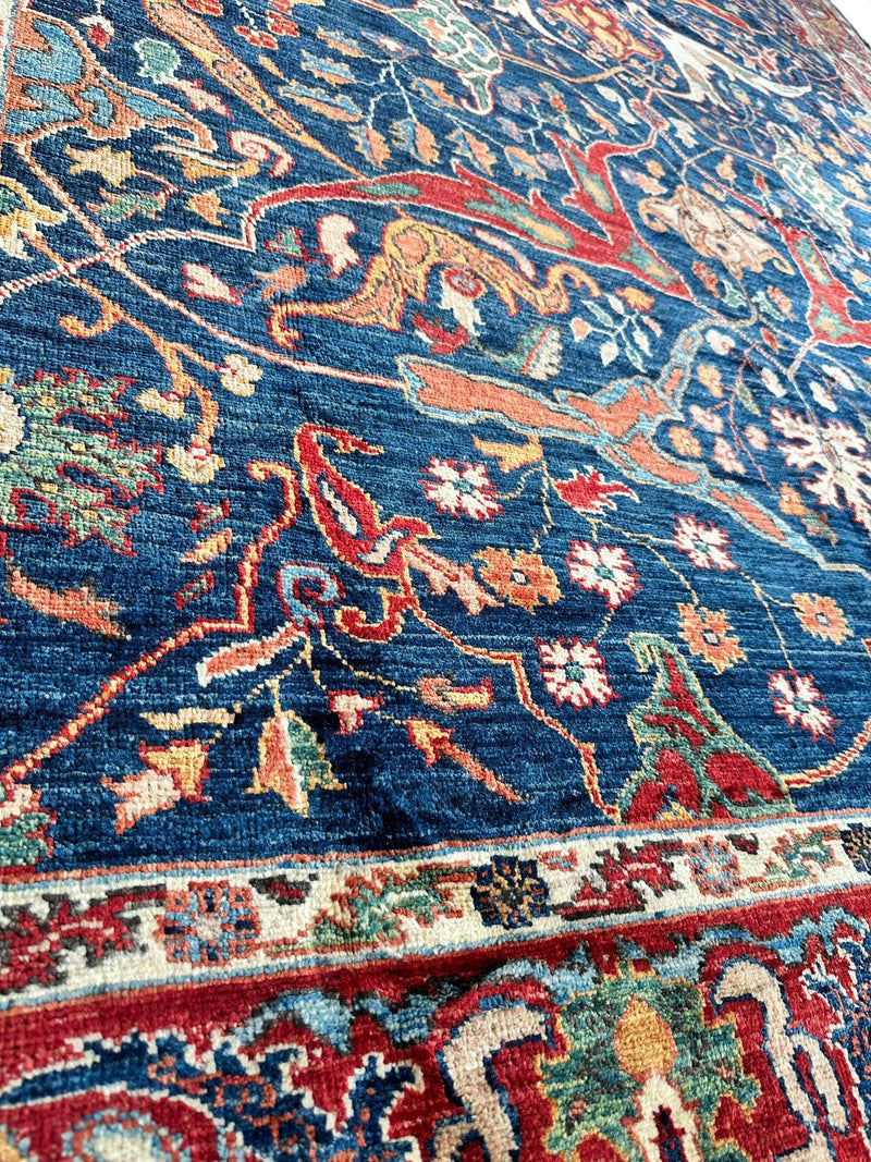 Hand-Knotted Afghani Bidjar Ghazni Wool Rug – 6'7" x 9'10" – Elegant Floral Design