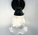Rose Design Banded Frost and Clear Flare Wall Sconce