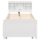 Platform Bed With Storage Headboard, USB, Trundle And 3 Drawers