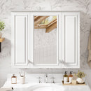 Wall Mounted Mirror Cabinet With 5 Adjustable Shelves, Rectangular Storage For Bathroom - White