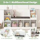 Kids Bookcase with Reading Nook 3-in-1 Standing Toy Organizer-White by LJGDeals