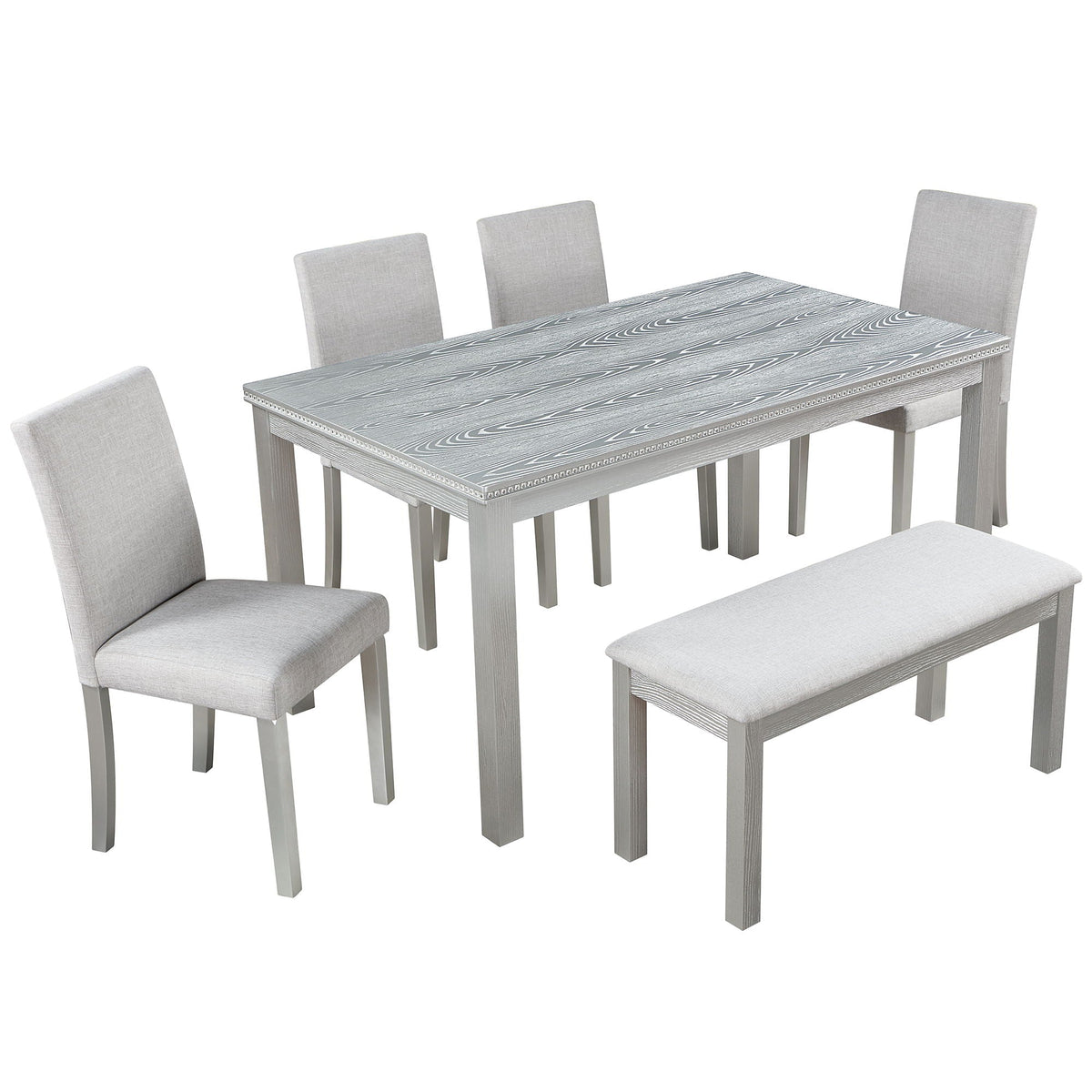 Dining Table Set With Crystal Decoration And Upholstered Chairs, photo 2 of 24