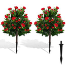 31 Inches Artificial Camellia Tree Set 2 Pack Fake Flower Trees-Green by DirectDeals