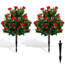 31 Inches Artificial Camellia Tree Set 2 Pack Fake Flower Trees-Green by LJGDeals