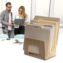 Bamboo 5-Slot Inclined Desktop Organizer | Vertical File Sorter & Tablet/Laptop Charging Station by MobilevisionUS