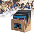 Bamboo 5-Slot Inclined Desktop Organizer | Vertical File Sorter & Tablet/Laptop Charging Station by MobilevisionUS