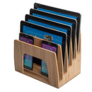 Bamboo 5-Slot Inclined Desktop Organizer | Vertical File Sorter & Tablet/Laptop Charging Station by MobilevisionUS