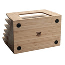Bamboo 5-Slot Inclined Desktop Organizer | Vertical File Sorter & Tablet/Laptop Charging Station by MobilevisionUS
