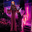 6 Feet Halloween Animatronic Standing Girl Holding Book with Sound-Activated Light-up Eyes and Moving Arms & Head by LJGDeals