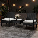 3-Piece Patio Furniture Set Rattan Bistro Chairs with Table-Beige by LJGDeals