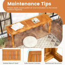 Acacia wood outdoor bench with slatted seat for garden by LJGDeals