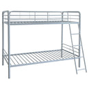 Carson Metal Twin Over Twin Bunk Bed Glossy Silver