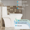 Elegant One Piece Toilet With Tornado Dual Flush, Siphonic S Trap 12", Soft Close Seat, Dual Flush, Ada Height, Glossy - Gloss White by HouseOfZazla