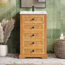 Bathroom Vanity With Integrated Sink, Soft-Closing Door - Natural Wood by HouseOfZazla