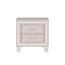 2-Drawer Nightstand with Metal Legs for Bedroom, Mid Century Nightstand Fully Assembled Except Legs and Handles,Velvet Bedside Table-Beige