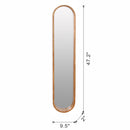 Decorative Rubber Frame Mirror With Elongated Oval Frame - Brown