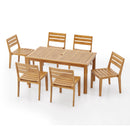 Outdoor 7 Pieces Acacia Wood Expandable Dining Set with Umbrella Hole