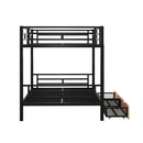 Full Size Convertible Bunk Bed With 2 Drawers Durable - Black by HouseOfZazla