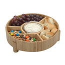 Bamboo Serving Tray & Appetizer Platter - Round Wood Snack Dish for Chips and Dip, Veggies, and Charcuterie by MobilevisionUS