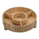 Bamboo Serving Tray & Appetizer Platter - Round Wood Snack Dish for Chips and Dip, Veggies, and Charcuterie by MobilevisionUS