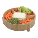Bamboo Serving Tray & Appetizer Platter - Round Wood Snack Dish for Chips and Dip, Veggies, and Charcuterie by MobilevisionUS