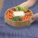 Bamboo Serving Tray & Appetizer Platter - Round Wood Snack Dish for Chips and Dip, Veggies, and Charcuterie by MobilevisionUS