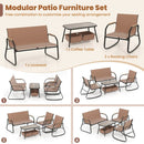 4 Pieces Patio Furniture Set with Rocking Bistro Chairs and Breathable Mesh Fabric-Coffee by LJGDeals