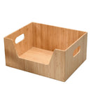 Stackable Bamboo Open-Front Storage Bin (14” x 11” x 6.5”) | Easy-Access Wooden Organizer for Kitchen Pantry, Closet, and Office by MobilevisionUS