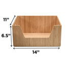 2-Piece Bamboo Open-Front Storage Bin Set – Large & Small Stackable Organizers by MobilevisionUS